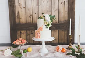 Abstract buttercream painted wedding cake